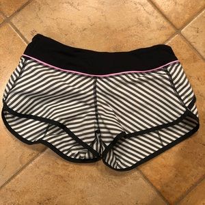 lululemon athletica Black and White Striped Women Shorts